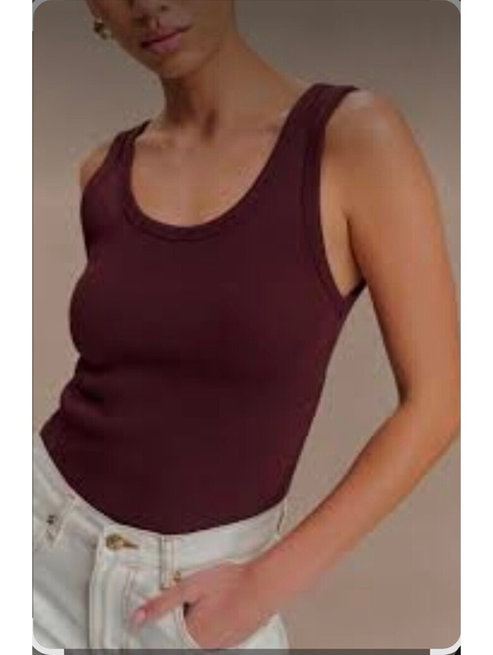 Meshki Scoop Neck Tank Top in Burgundy sz L